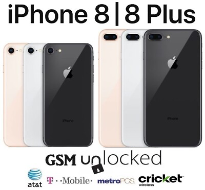 Apple iPhone 8 8 Plus 64GB 128GB 256GB GSM Unlocked ATT T Mobile Metro Cricket $144.95