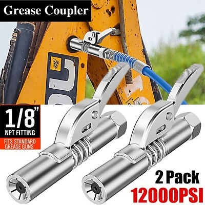 2 Pack Grease Gun Coupler High Pressure Quick Release Lock Oil Injection Nozzles $13.69