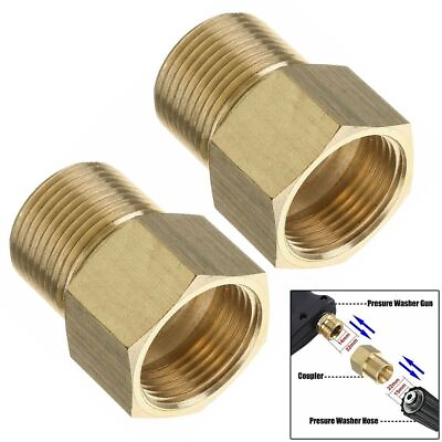 #ad 2x Quick Pressure Washer Metric M22 15mm Male Thread to M22 14mm Female Fitting $15.75