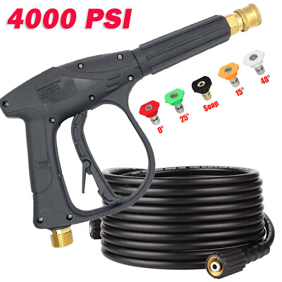 High Pressure Power Washer Spray Gun 4000PSI Wand Lance Nozzle Tips Hose Kit M22 $38.99