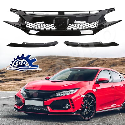 #ad For 2016 2018 Honda Civic Front Grille Type R Style Hood Grill Hatchback Sedan $71.04