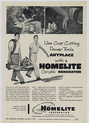 1953 Homelite Dual Purpose Generators Ad: Port Chester New York $16.88