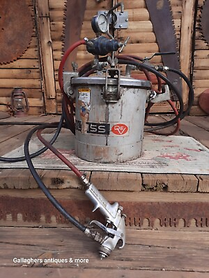 #ad Vintage Devilbiss pressure pot industrial painting Spraying hose amp; Jga 502 gun $499.00