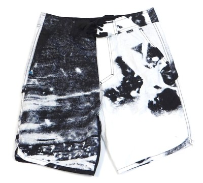 #ad Hurley White amp; Black Acid Washer Button Fly Boardshorts Men#x27;s NWT $69.99