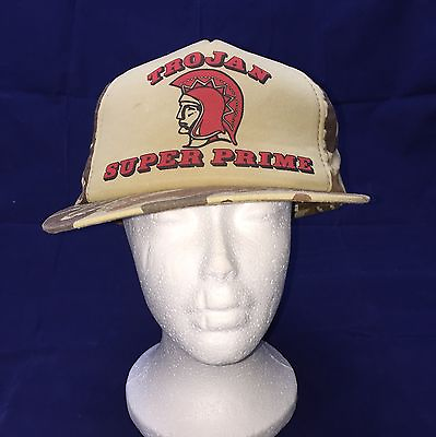 #ad Trojan Super Prime Camo Foam Snap Back Trucker Hat Men#x27;s Cap VINTAGE $18.73