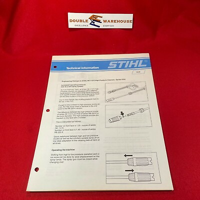 #ad 1991 Stihl Technical Information 13.91 RE110K High Pressure Cleaners Series 4703 $14.99