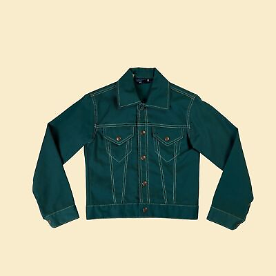 #ad 1970s Sears Boys dark green western jacket boys size 12 green amp; white jacket $75.00