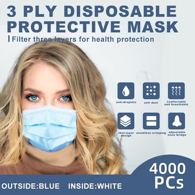 #ad 4000 PCs Disposable Face Mask 3 Layer Protection Non Medical Face Mouth Cover CA $176.97