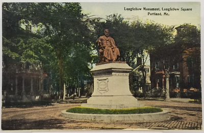 #ad #ad 1914 Longfellow Monument amp; Square Portland Maine Antique Postcard $2.95