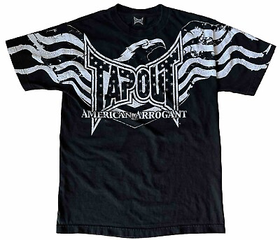 #ad Vintage Tapout MMA T Shirt Black American Arrogant Eagle Size Large Medium $24.98