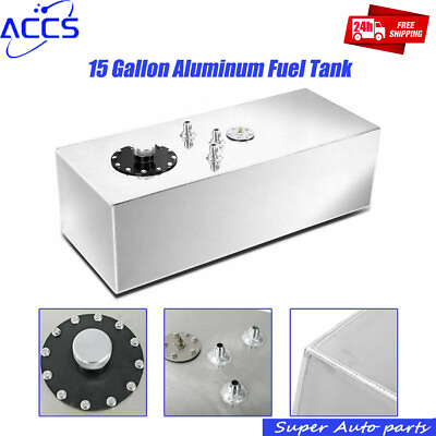 #ad 15 Gallon Polished Aluminum Race Fuel Cell Gas Tank With Cap Level Sender $117.99