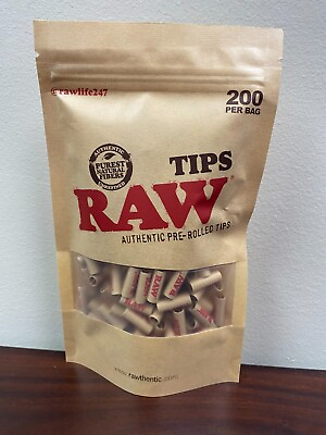 #ad RAW Pre Rolled Tips Filter Tips 200 count Bag Ready To Use $12.95