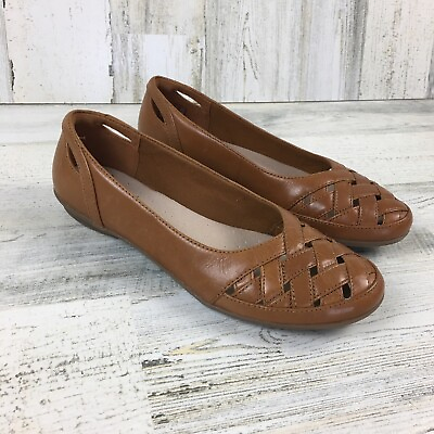 #ad #ad Clarks Collection Womens Loafer Shoes 6.5 Ballet Flat Brown Leather Slip On $21.99