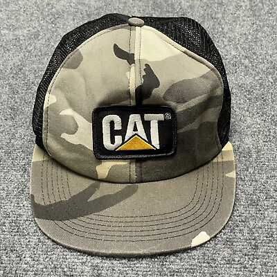 #ad Vintage Caterpillar Cat Cap Hat Construction Mining Camoflauge Snap Back $11.99