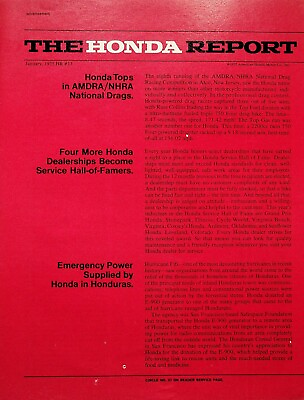 #ad 1975 Honda Motorcycle Report 13 AMDRA NHRA Drags Honduras Dealers Vintage Ad $11.87