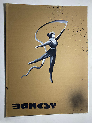 #ad banksy painting on paperboard Handmade signed and stamped 15.7 x 11.8 in $130.00