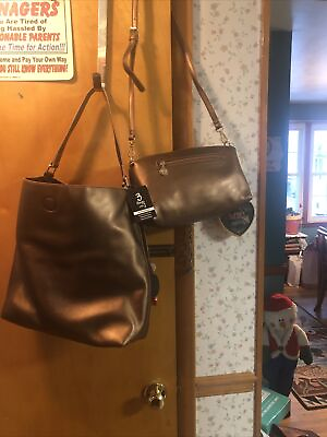 #ad #ad Sydney love NEW 3 BAGS IN ONE BAG IS REVERSIBLE Large Tote Hobo Copper Black $52.49