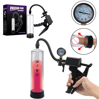#ad 8quot; Male Vacuum Penis Pump Advanced Enlarger Enhancement Gauge Master Pressure $32.92