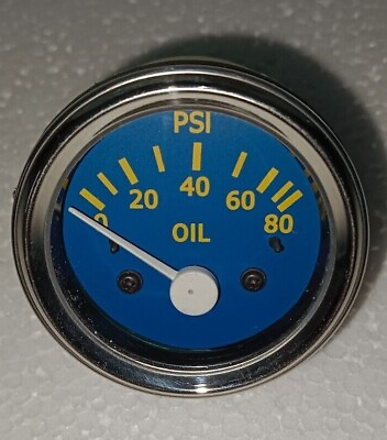 #ad Smiths 52 mm Electrical 80 psi Oil Pressure Blue face Chrome $18.00