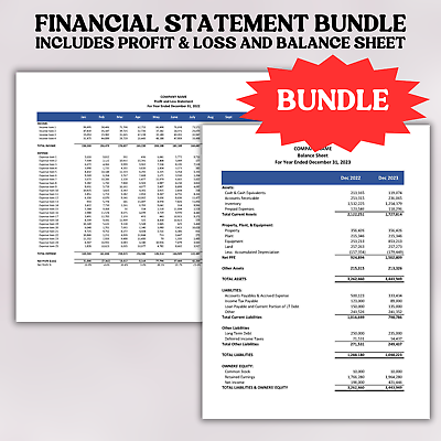 #ad BUNDLE Excel Profit amp; Loss Template and Balance Sheet Template Bookkeeping $9.99