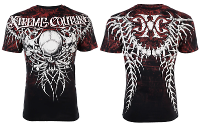 Xtreme Couture Affliction Men#x27;s T Shirt BARE BONE Skull Black Tattoo Biker S 2XL $23.99
