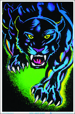 #ad #ad King of The Night Panther Black Cat Blacklight Poster Flocked 23quot; x 35quot; $14.49