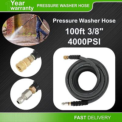 #ad #ad 100ft Pressure Washer Hose 4000 PSI Non Marking Gray With Couplers 275F 3 8quot; $79.22
