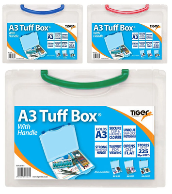 #ad A3 Clear Plastic Tuff Box Strong Document Carry Folder File Storage Portfolio $23.58