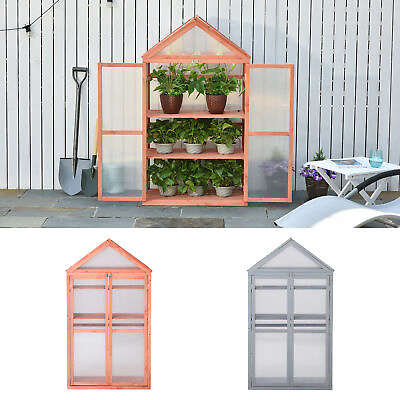 #ad 32quot; x 19quot; x 54quot; Wooden Cold Frame Greenhouse for Plants PC Board $149.99