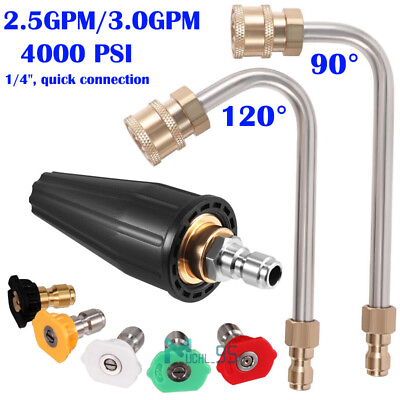 #ad Pressure Washer Rrotating Turbo Nozzleamp; 4000 PSI Pressure Washer Extension Wand $11.69