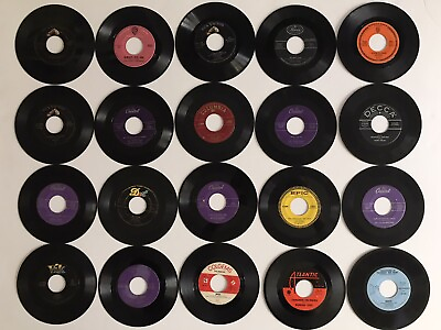 #ad VTG Lot #5 20 Various 45 rpm Records Random Genres amp; Decades Zoom In for Titles $18.98