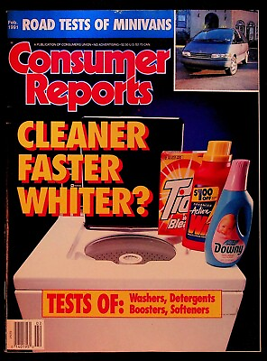 #ad #ad Consumer Reports Magazine February 1991 Cars Vans Toyota Previa Ford Aerostar $15.99