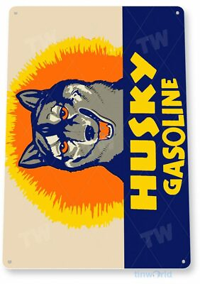 #ad HUSKY GASOLINE 11 X 8 TIN SIGN NOSTALGIC REPRODUCTION ADVERTISEMENT $19.21