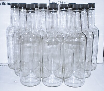 #ad #ad 12pc 750 ml Clear Glass Bottles 28mm With Screw Caps Wine Making Liquor Spirits $29.88