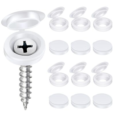 #ad 200 Pcs Plastic Hinged Screw Cover Caps Snap Washer Cover Flip Tops $11.30