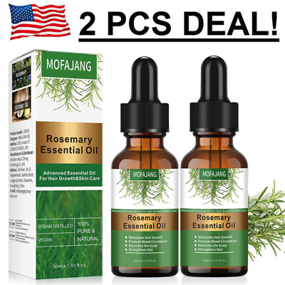 2PCS Rosemary Essential Oil For Hair Growth 100% Pure Natural Therapeutic Grade $13.95