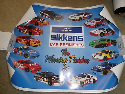 Vintage 1995 NASCAR Azko Nobel Sikkens Car Refinishes Poster 20x26 Inches #ad $24.00