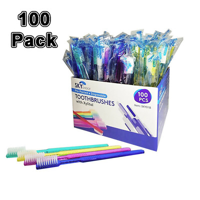 #ad Pre Pasted Toothbrushes in Dispenser Box Individual Wrapped Xylitol Mint 100pcs $26.99