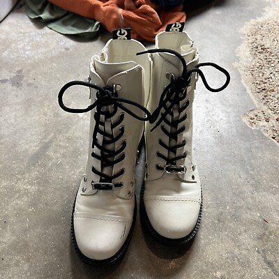 #ad GBG Los Angeles Womens Gracen Combat Lace Up Boots Black and White Size: 7.5 W $30.00