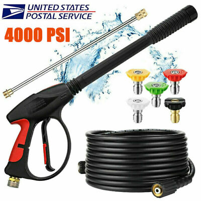 #ad 4000PSI High Pressure Spray Gun Wand Lance amp; 50FT Water Washer Hose with Nozzle $18.99