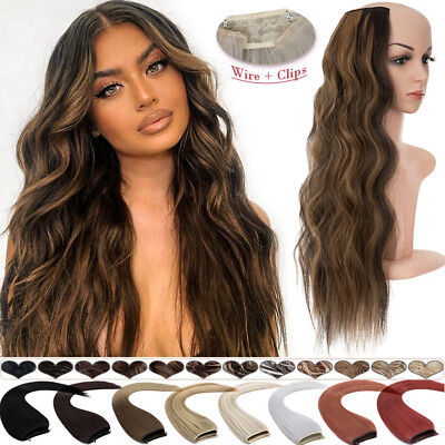 #ad Extra Thick Curly Ombre One Piece Full Head Wire Clip In Hair Extension As Human $13.40