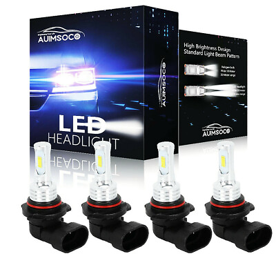 9005 9006 LED Headlights Kit Combo Bulbs 6500K High Low Beam Super White Bright $24.99