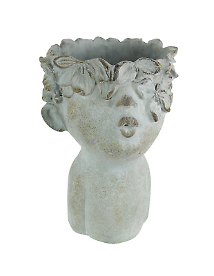 #ad Pucker Up Kissing Face Weathered Finish Concrete Head Planter 10 Inches High $49.99
