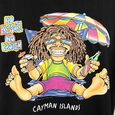 No Pressure No Problem Cayman Islands Black Graphic T Shirt XL $9.95