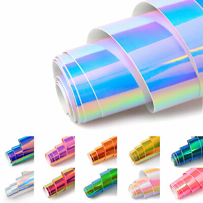 #ad Holographic Adhesive Vinyl 12quot;x 10FT Permanent Vinyl for Outdoor Decal Cricut $16.99