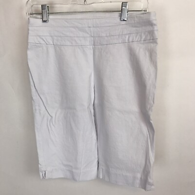 #ad Briggs Pull On Stretch Shorts Size 6 White Bermuda Knee Length $9.56