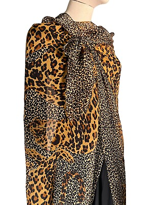 #ad Yves Saint Laurent Leopard Vintage 1980’s Chiffon Silk Oversized Scarf $485.00