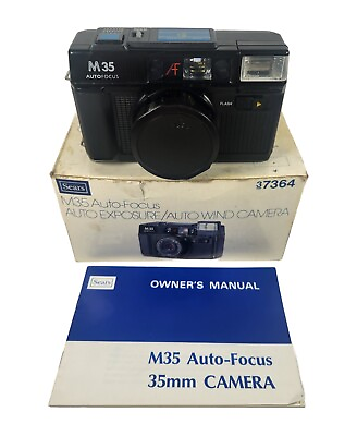 #ad Black SEARS M35 AUTO FOCUS POINT amp; SHOOT 35MM Film Camera Never Used Mint NOS $39.99