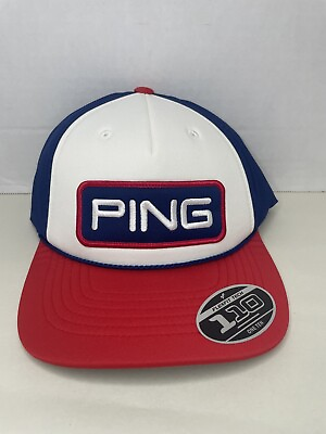 #ad Ping Golf Hat 110 One Ten Flexfit Tech Yupoon Rope Snapback Re White amp; Blue $19.99