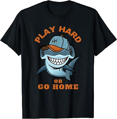 #ad NEW LIMITED Funny Shark Hammerhead Play Hard or Go Home Baseball T Shirt $19.94